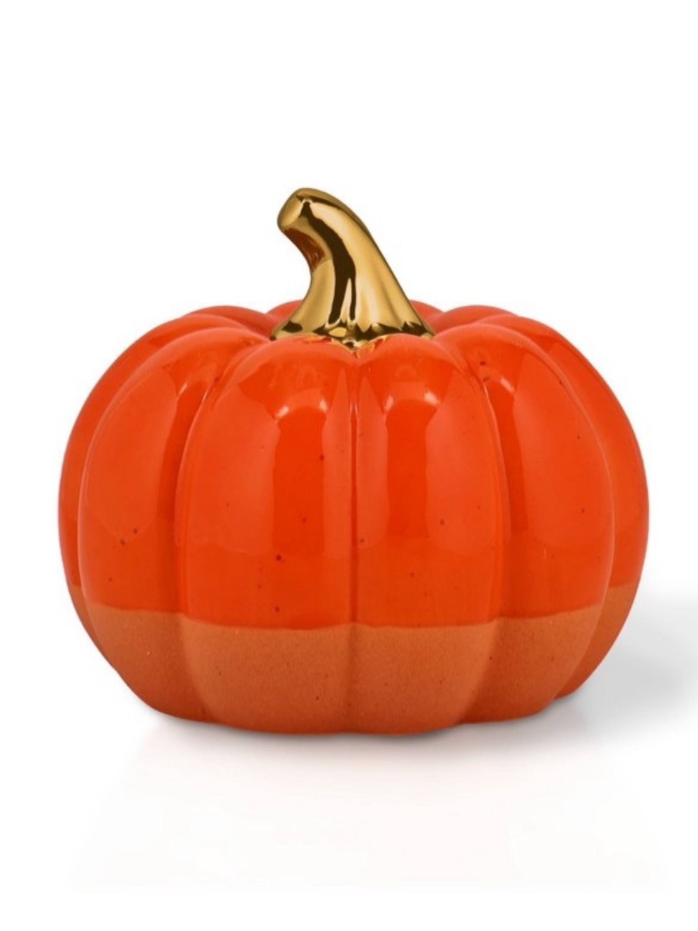Orange Ceramic Pumpkin with Gold Stem - Home Party Supplies